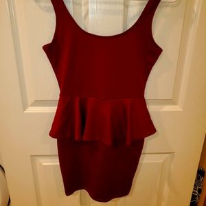 Marron peplum dress